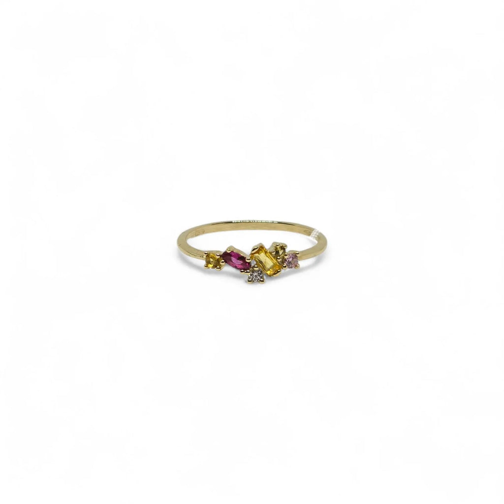 Anello iGold in Oro Giallo 9ct con quattro Zirconi in linea