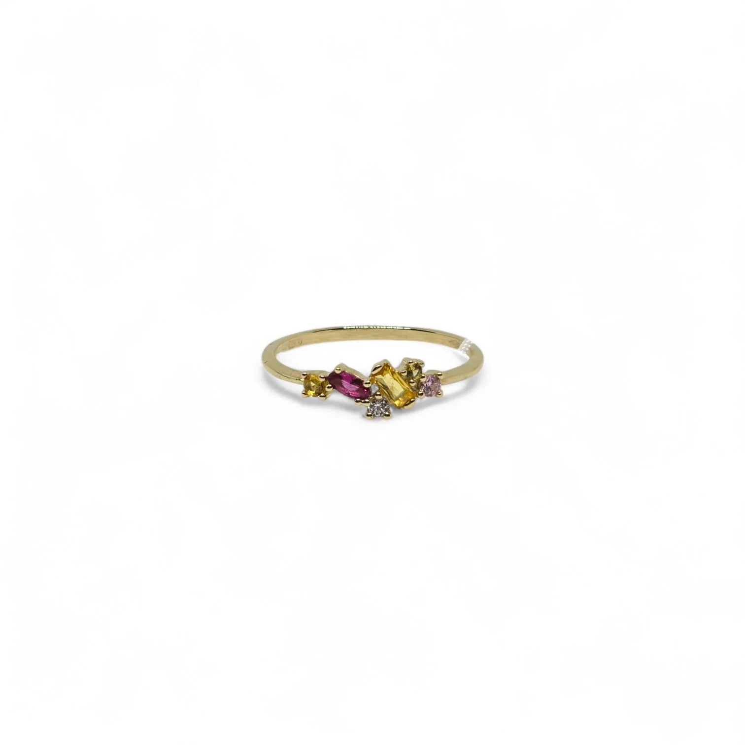 Anello iGold in Oro Giallo 9ct con quattro Zirconi in linea