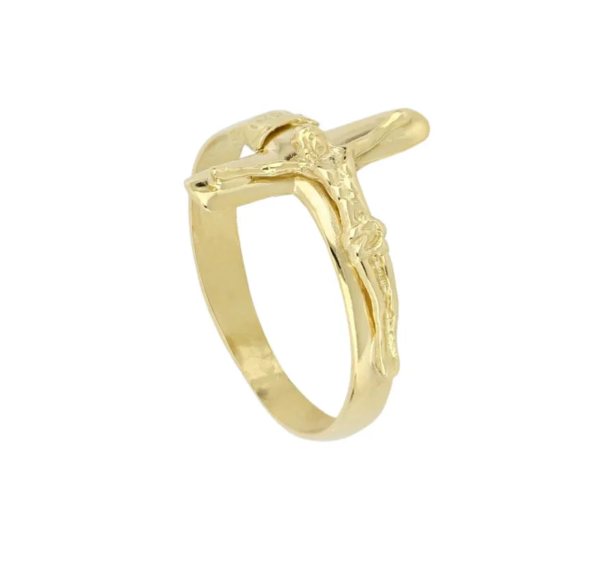 Anello in Oro 18 carati con croce a rilievo