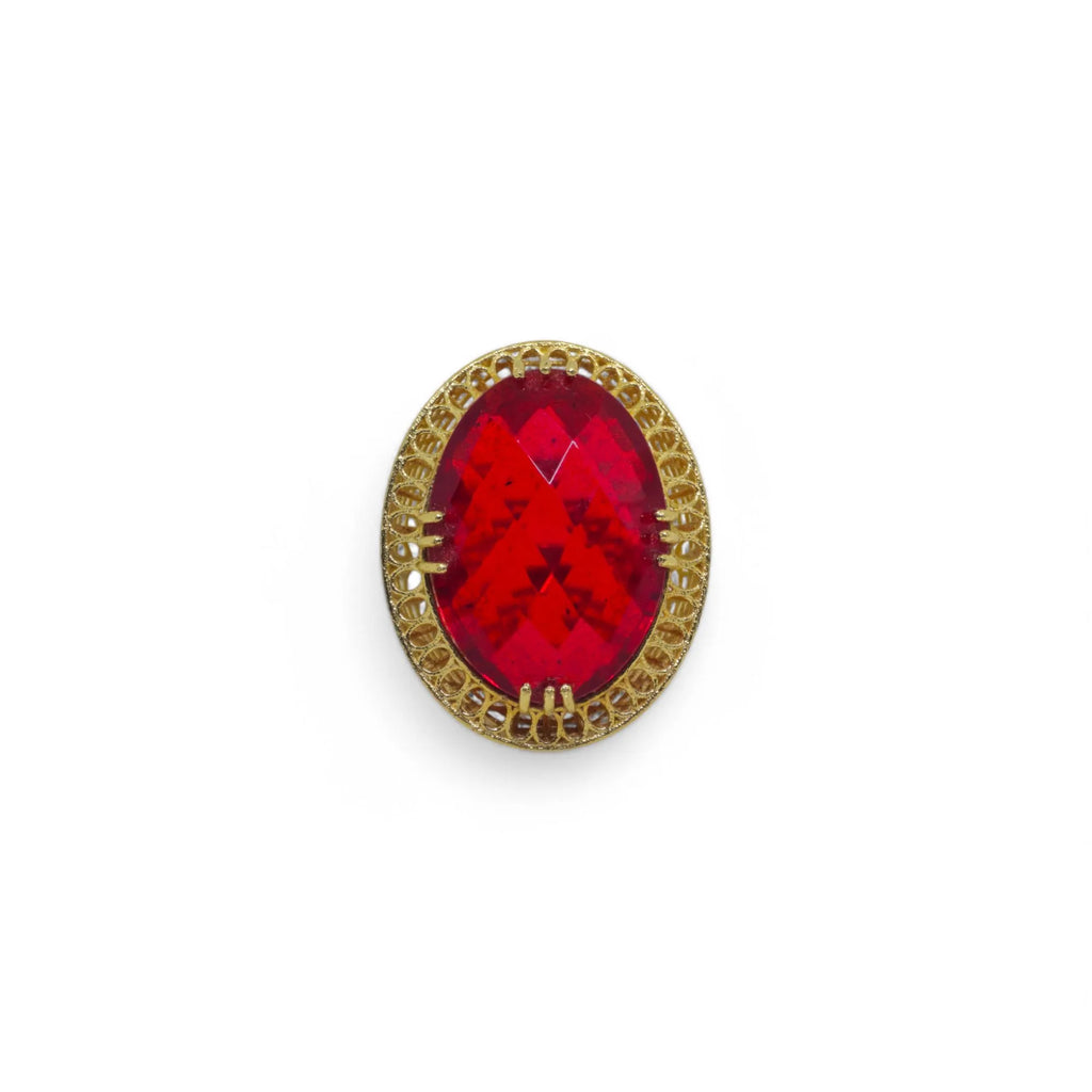 Anello in Oro 18kt con Pietra Rossa Eleganza e Raffinatezza con Lavorazione Filigranata
