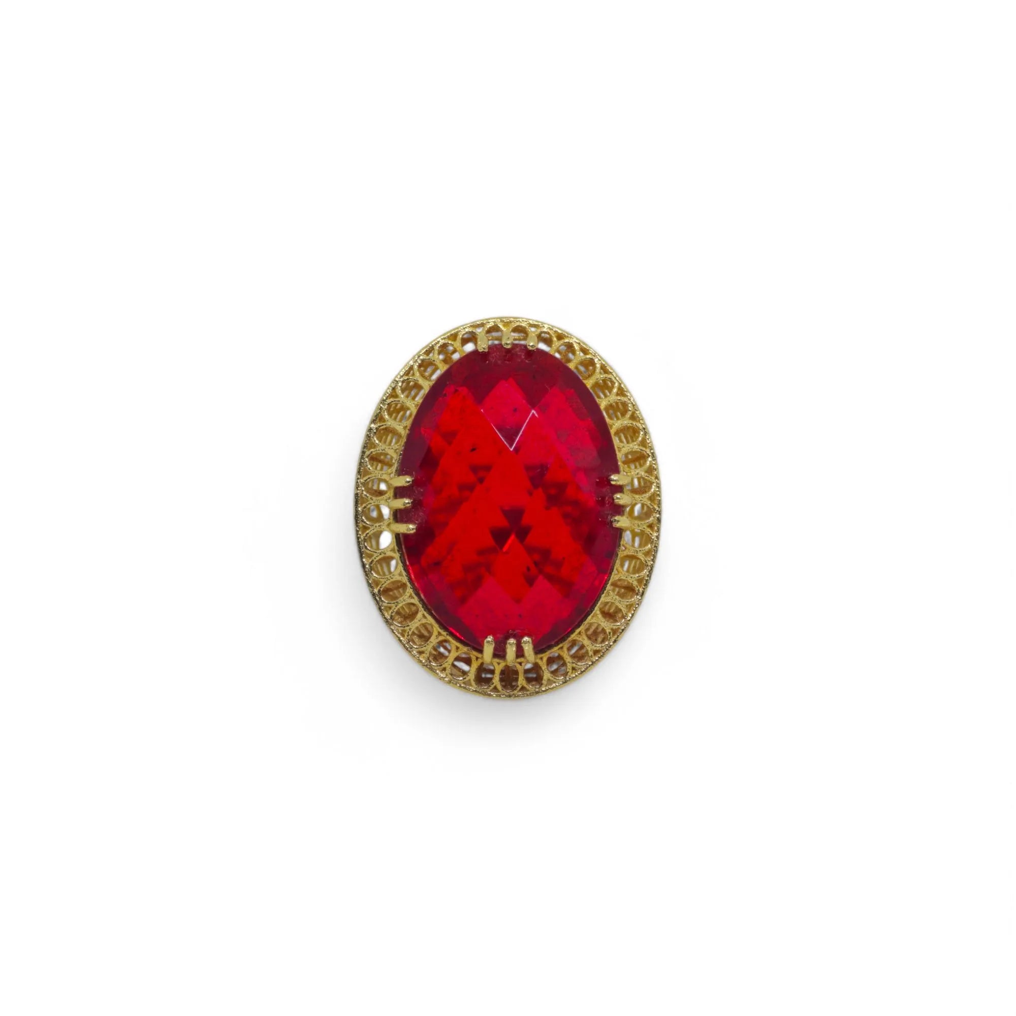 Anello in Oro 18kt con Pietra Rossa Eleganza e Raffinatezza con Lavorazione Filigranata