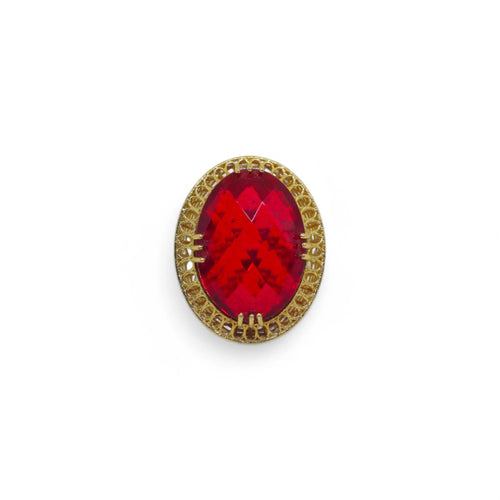 Anello in Oro 18kt con Pietra Rossa Eleganza e Raffinatezza con Lavorazione Filigranata