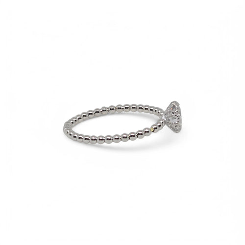 Anello in Oro Bianco 18 Carati 750 con Fascia a Sfere Lucide