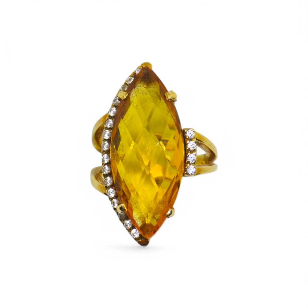 Ring aus 18 Karat Gelbgold mit orangefarbenem Stein, einzigartiger Luxus und Raffinesse