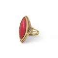 Anello in Oro Giallo 18kt con Pasta di Corallo – Eleganza e Stile Unico