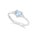 Anello in Oro bianco 375‰ con Diamanti bianchi e Acquamarina cuore