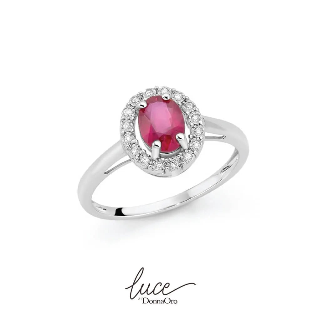 Anello in oro 18kt con rubino e diamanti LAR12077.005