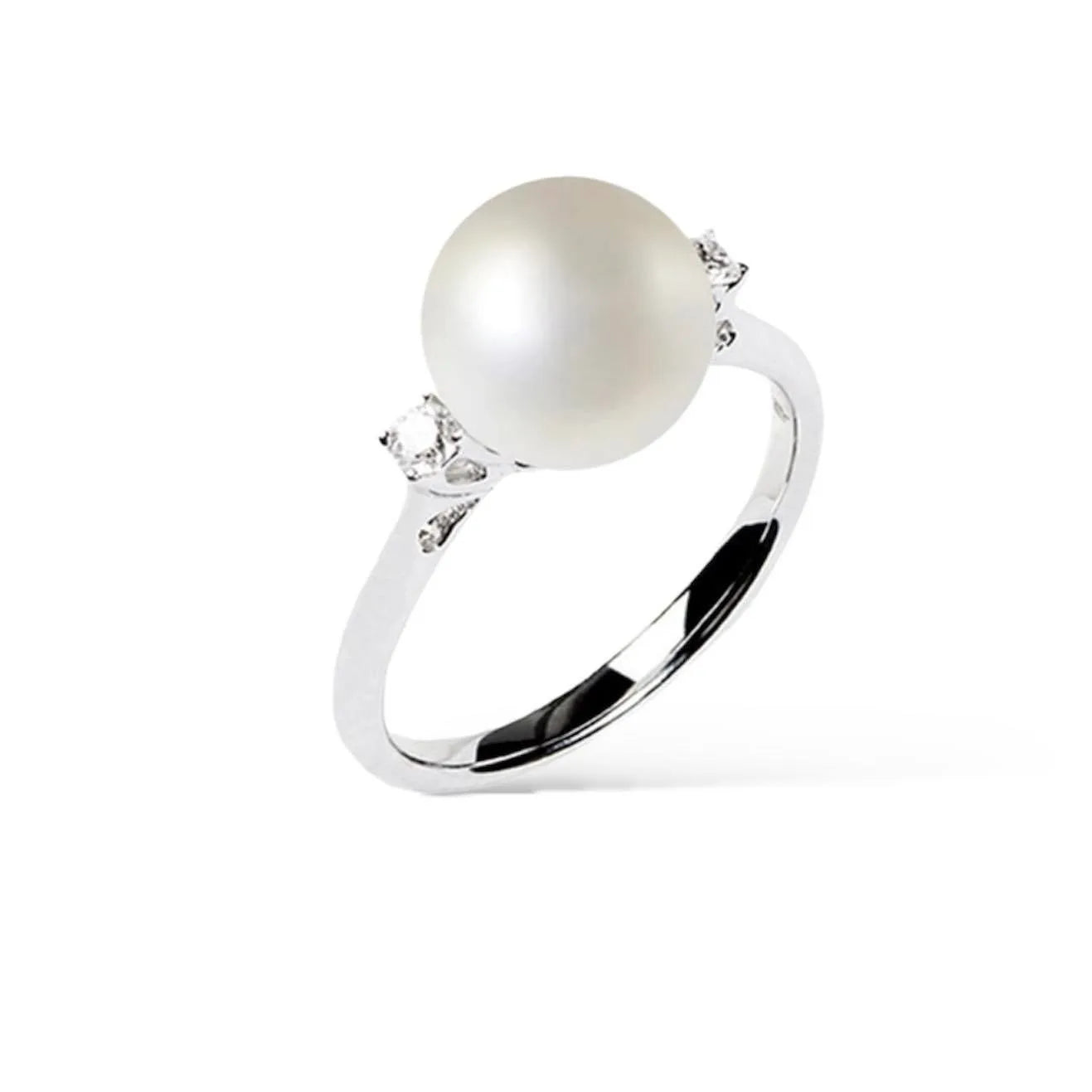 Anello in oro bianco 18 carati con perla naturale