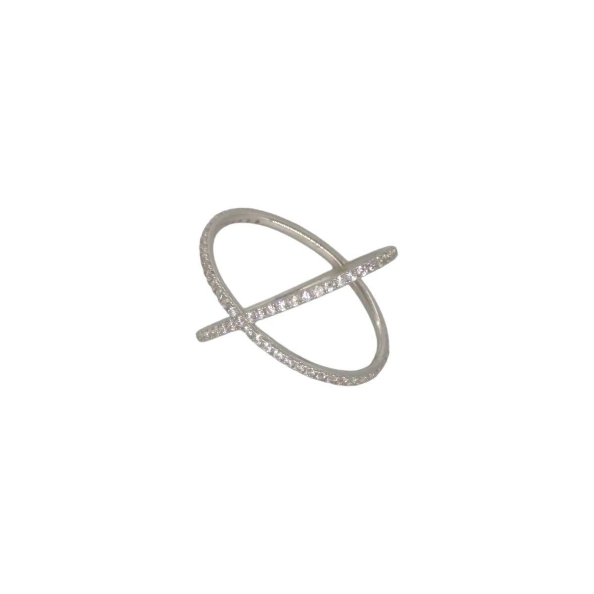 Anello in oro bianco 18kt con zirconi stile moderno