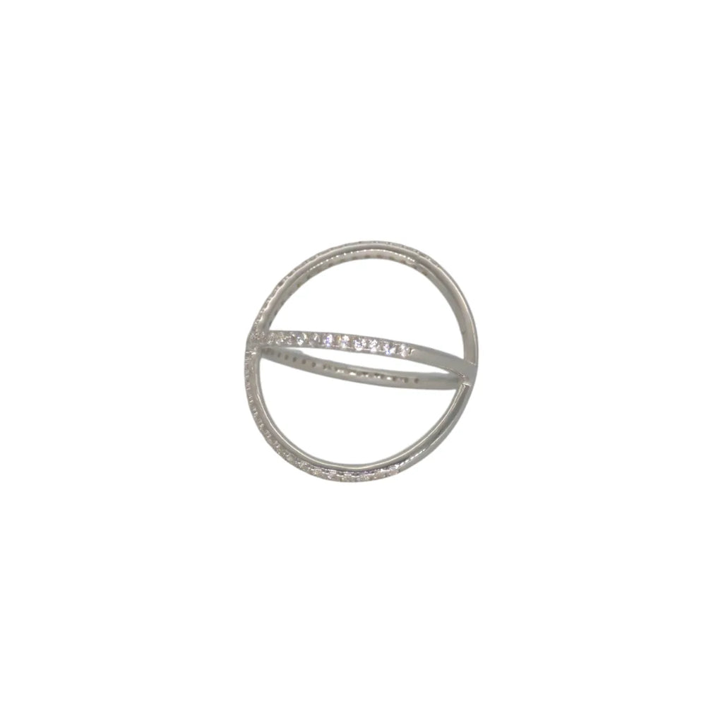 Anello in oro bianco 18kt con zirconi stile moderno