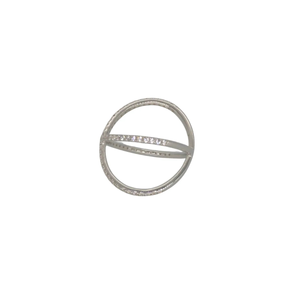 Anello in oro bianco 18kt con zirconi stile moderno