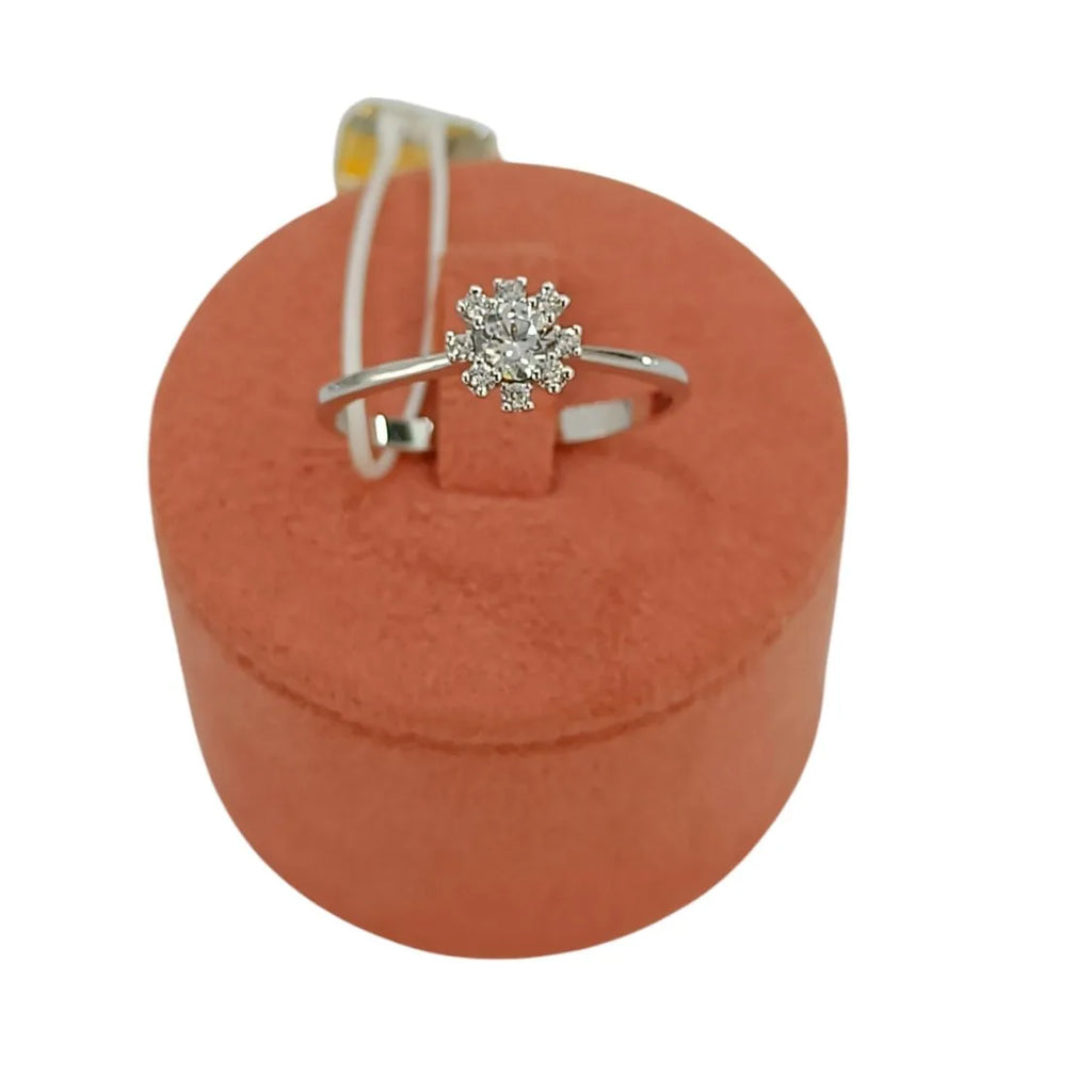 Anello donna solitario in oro bianco 9kt con zirconi bianchi Igold