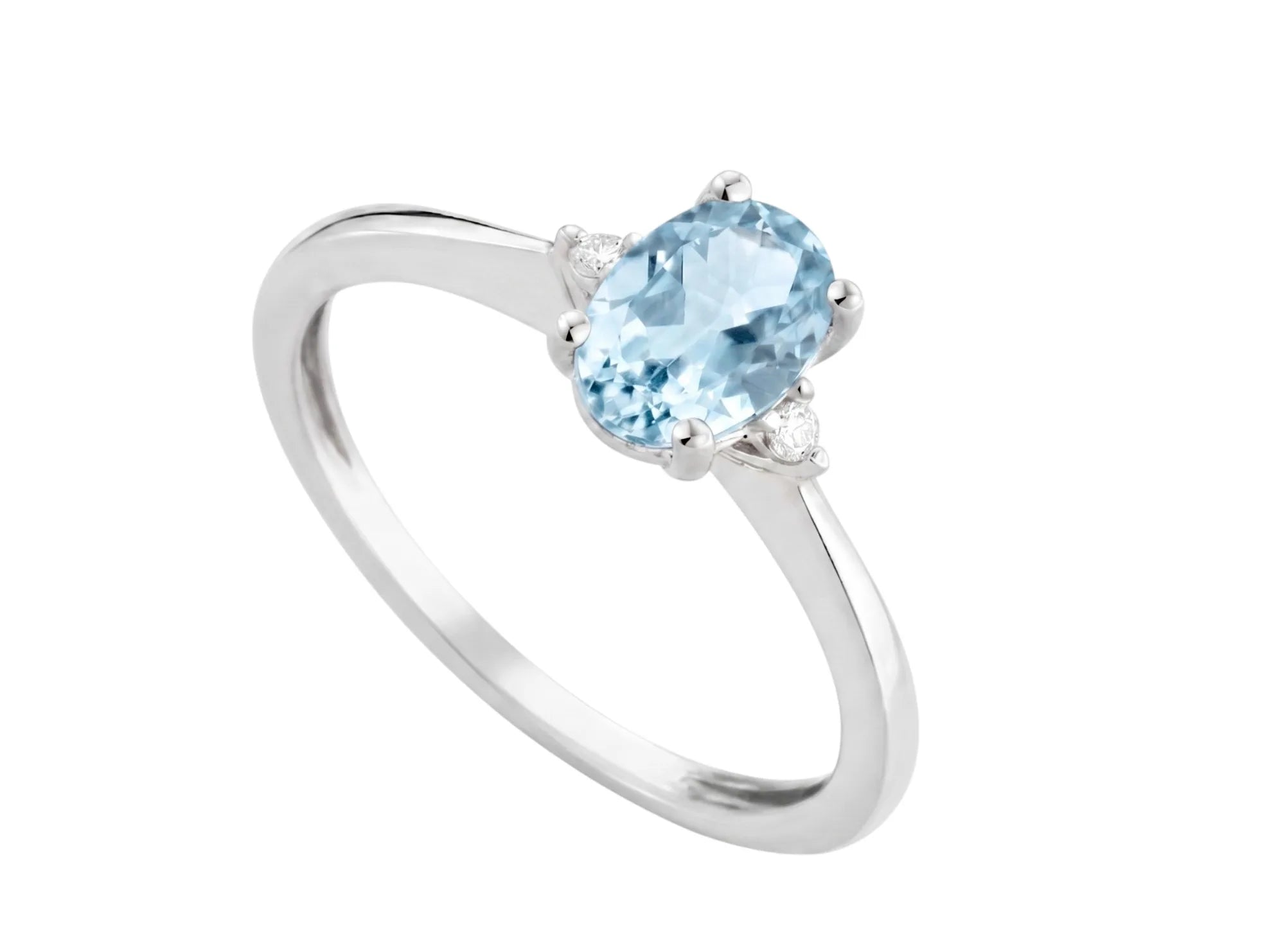 Anello kioto donna in oro bianco 9kt acquamarina