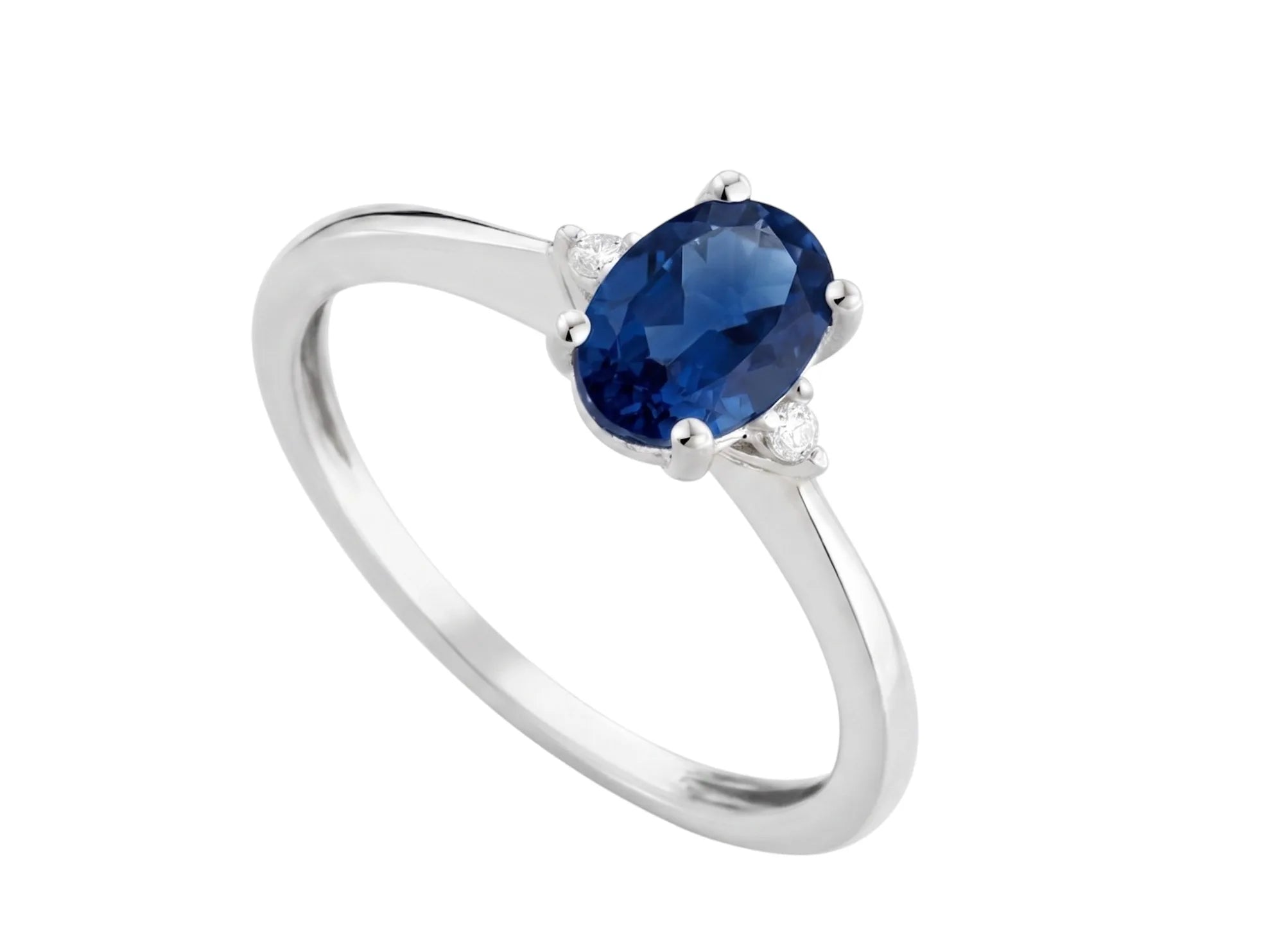 Anello kioto donna in oro bianco 9kt zaffiro blu