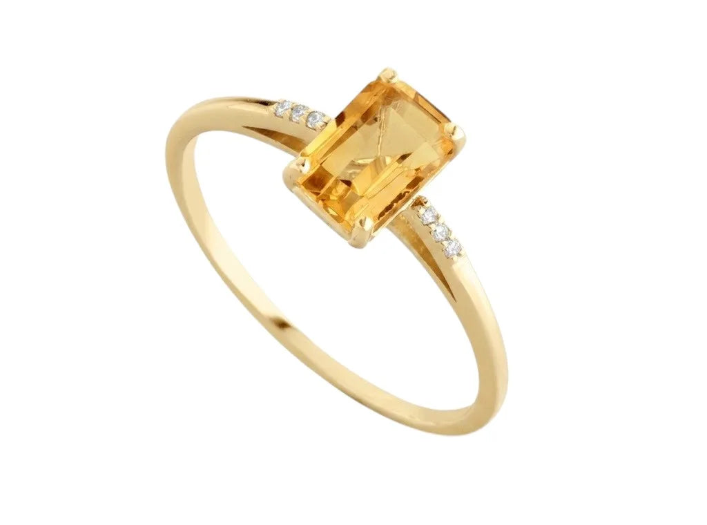 Kioto Damenring aus 9kt Gelbgold mit Citrin-Topas