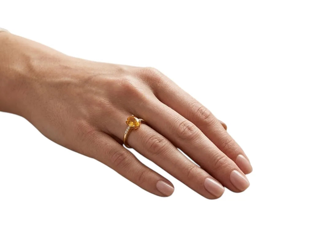 Anello kioto donna in oro giallo 9kt topazio citrino ovale