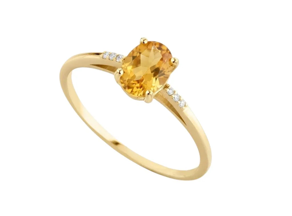 Anello kioto donna in oro giallo 9kt topazio citrino ovale