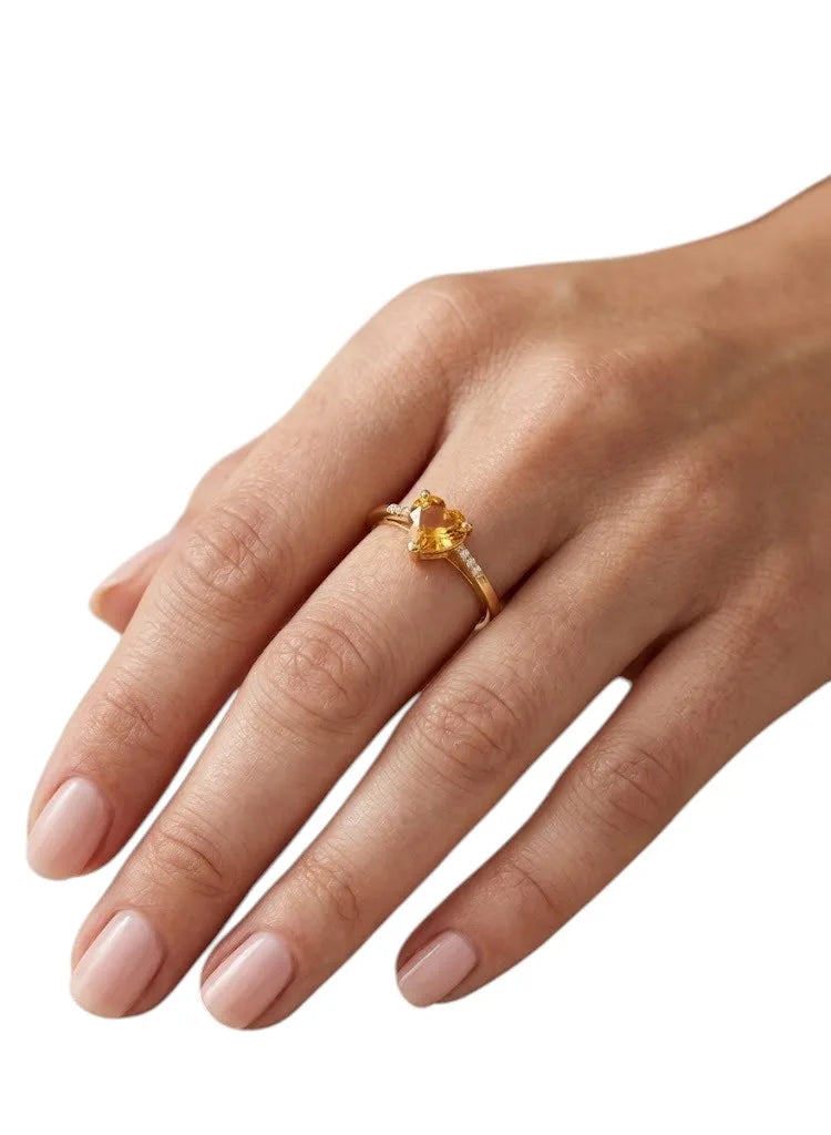 Anello kioto donna in oro giallo 9kt topazio citrino