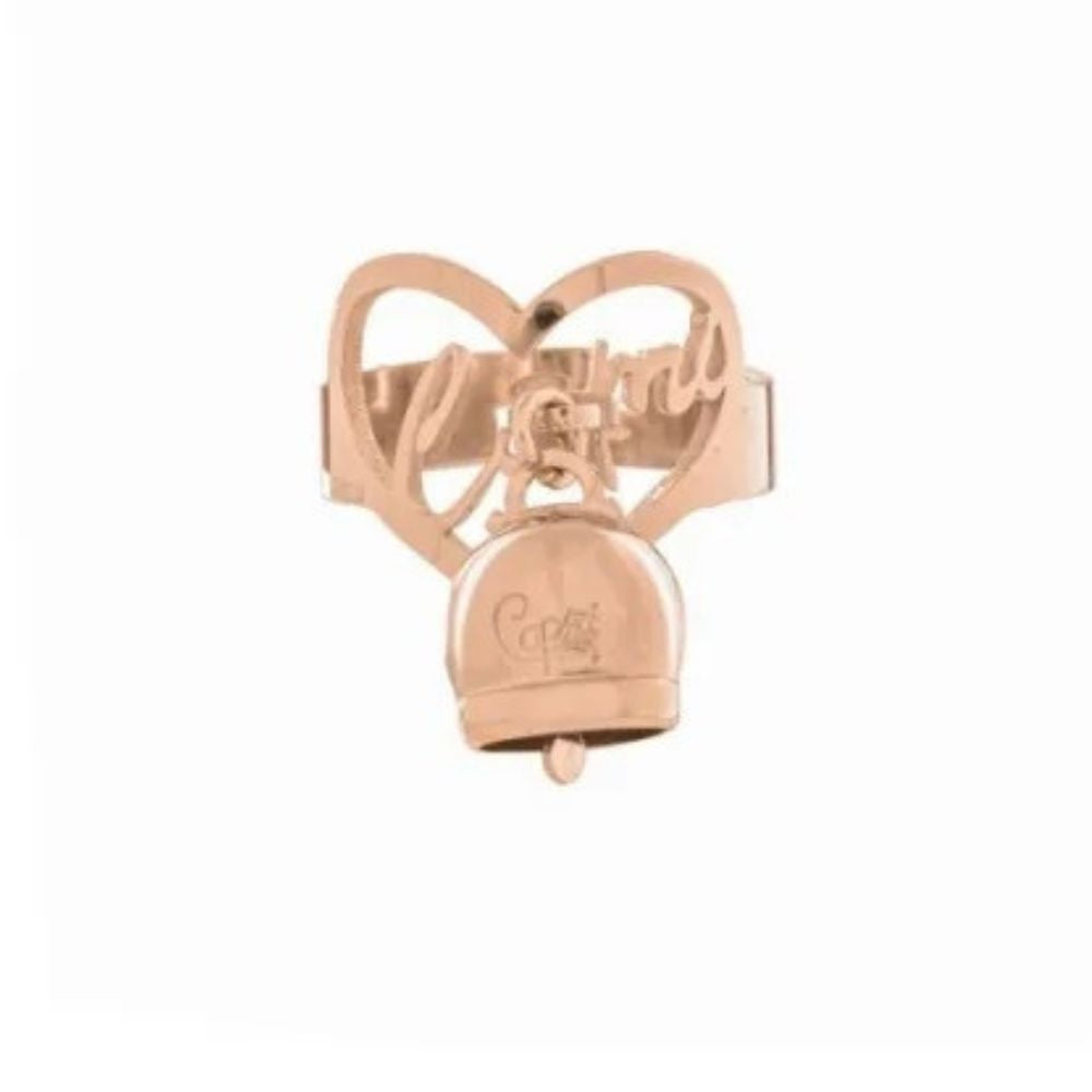 Capri-Glöckchen-Ring, Roségold-plattiertes Silber, Herz-Glücksbringer