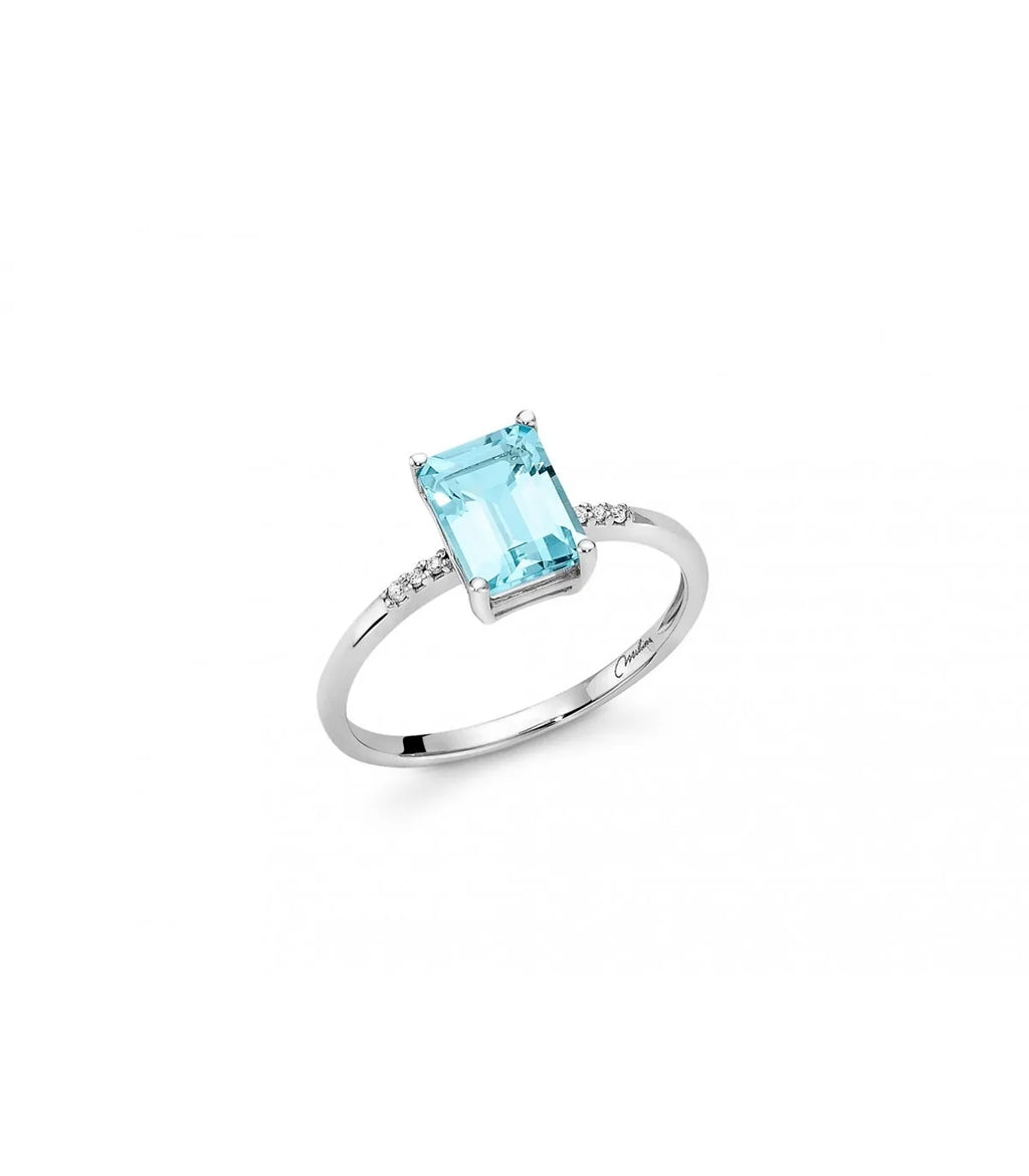 Ring Weißgold Diamanten und Blautopas Yukiko LID3287YX