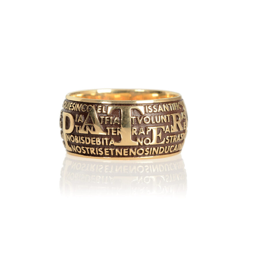 Anello pater noster argento dorato con preghiera
