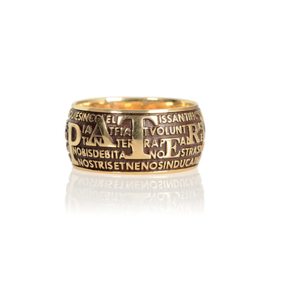Anello pater noster argento dorato con preghiera