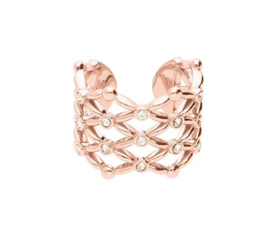 Verstellbarer Big-Ring aus Roségold-Messing und Brillanten