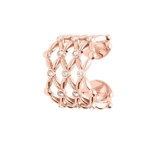 Verstellbarer Big-Ring aus Roségold-Messing und Brillanten