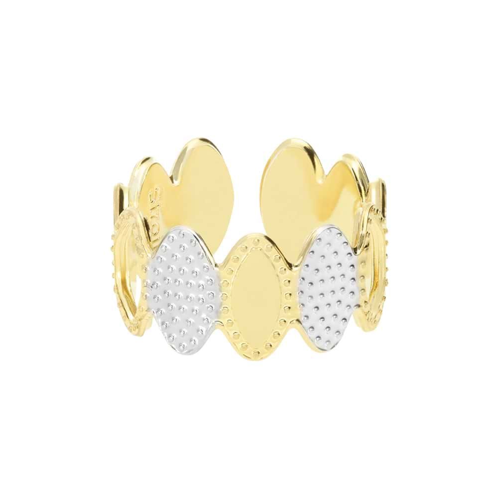 Anello regolabile in bronzo dorato con cerchi