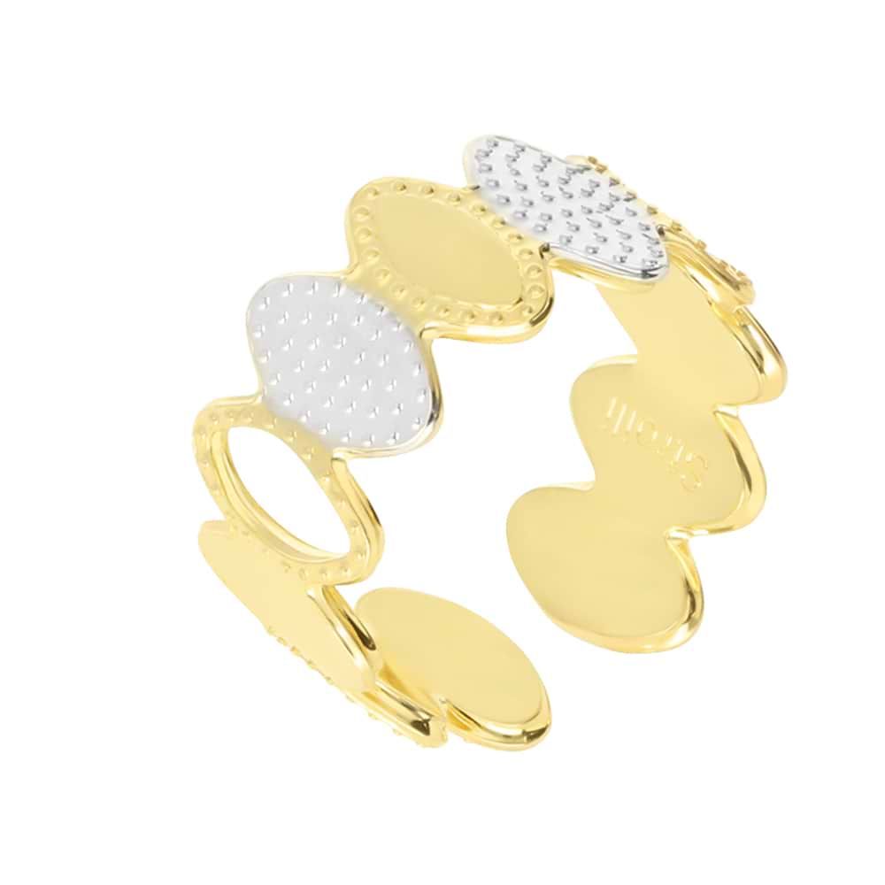 Anello regolabile in bronzo dorato con cerchi