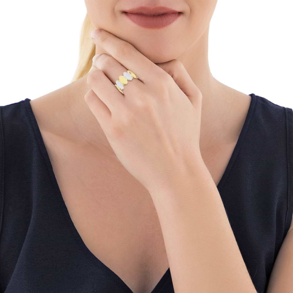 Anello regolabile in bronzo dorato con cerchi