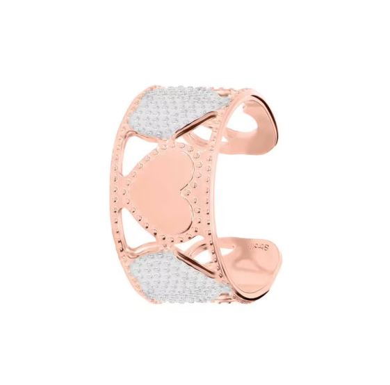 Verstellbarer Ring aus roséfarbener Bronze mit zweifarbigen Herzen
