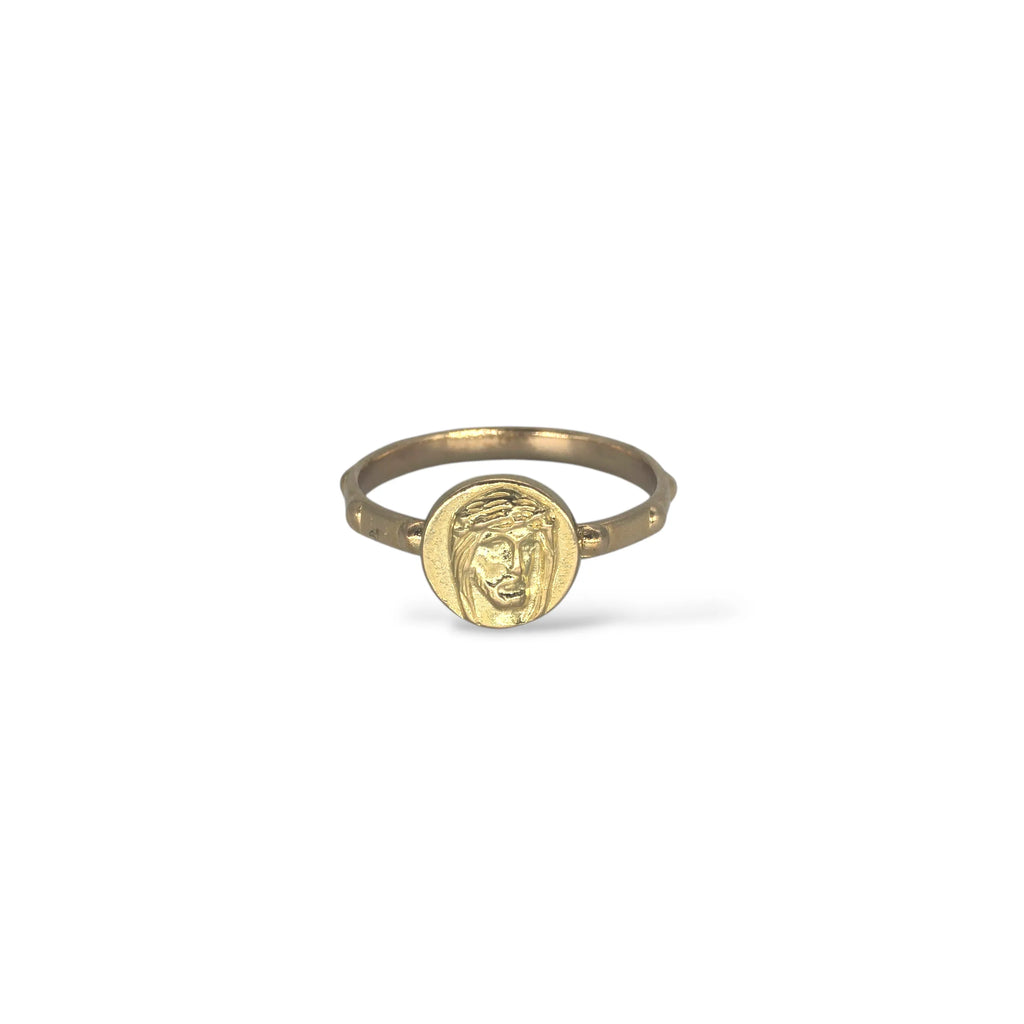 Anello rosario con Gesù in oro 18 carati