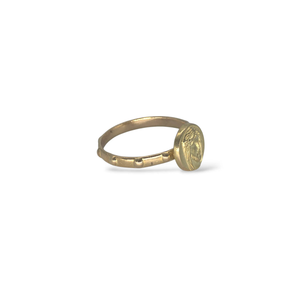 Anello rosario con Gesù in oro 18 carati