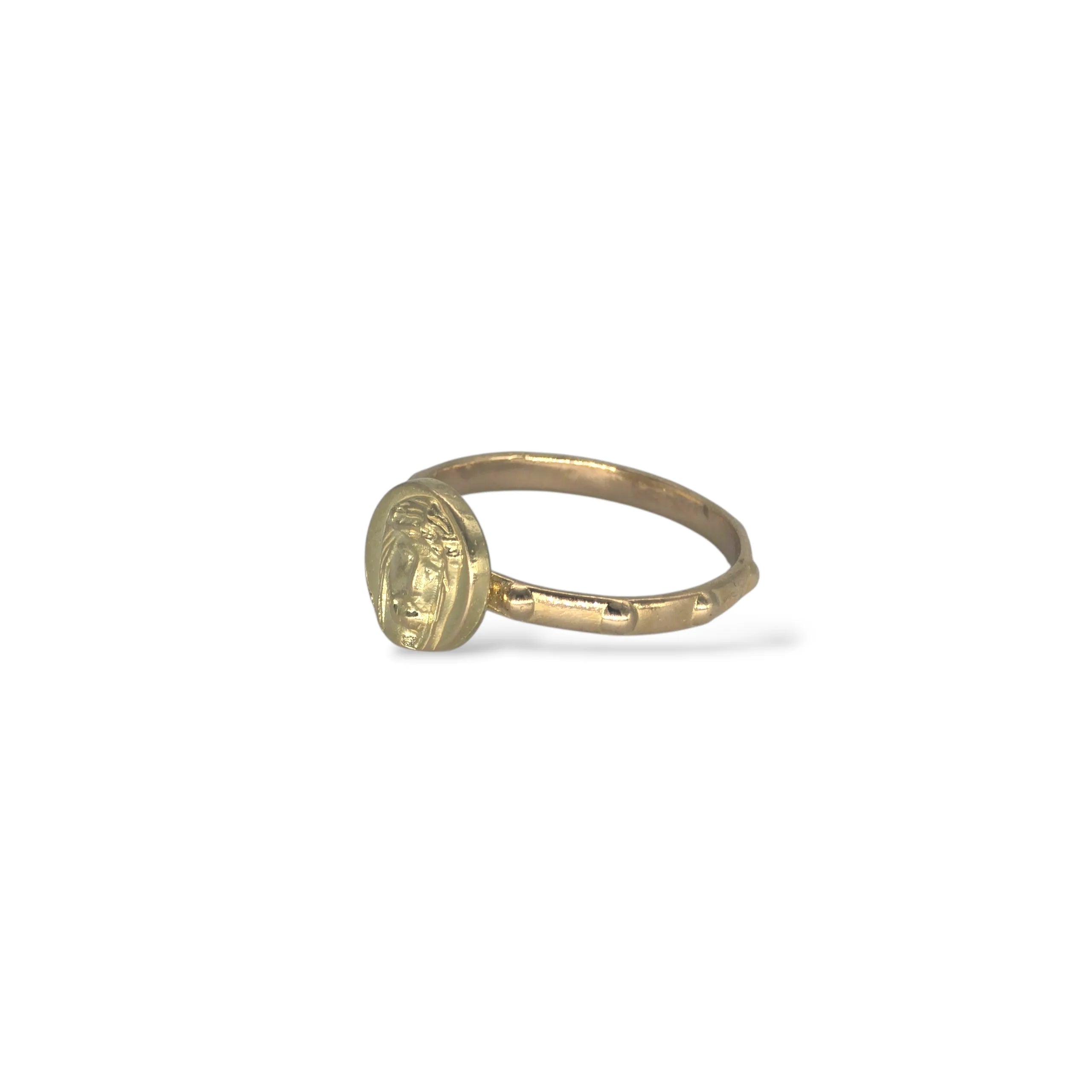 Anello rosario con Gesù in oro 18 carati