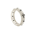 Anello rosario in argento con zirconi bianchi e neri