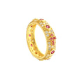 Anello rosario in argento dorato con zirconi bianchi e rossi