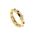 Rosenkranzring aus 18 Karat Gelbgold mit blauen Steinen