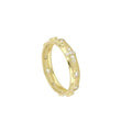 Rosenkranzring aus 18 Karat Gelbgold mit weißen Steinen und weißem Zirkonia-Kreuz