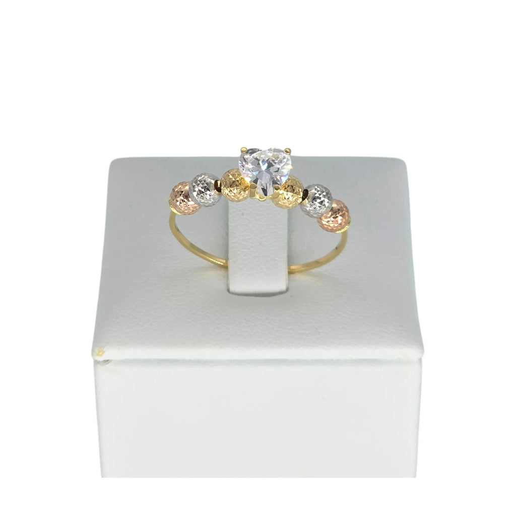 Anello sfere in Oro 18kt Pietra bianca a forma di cuore