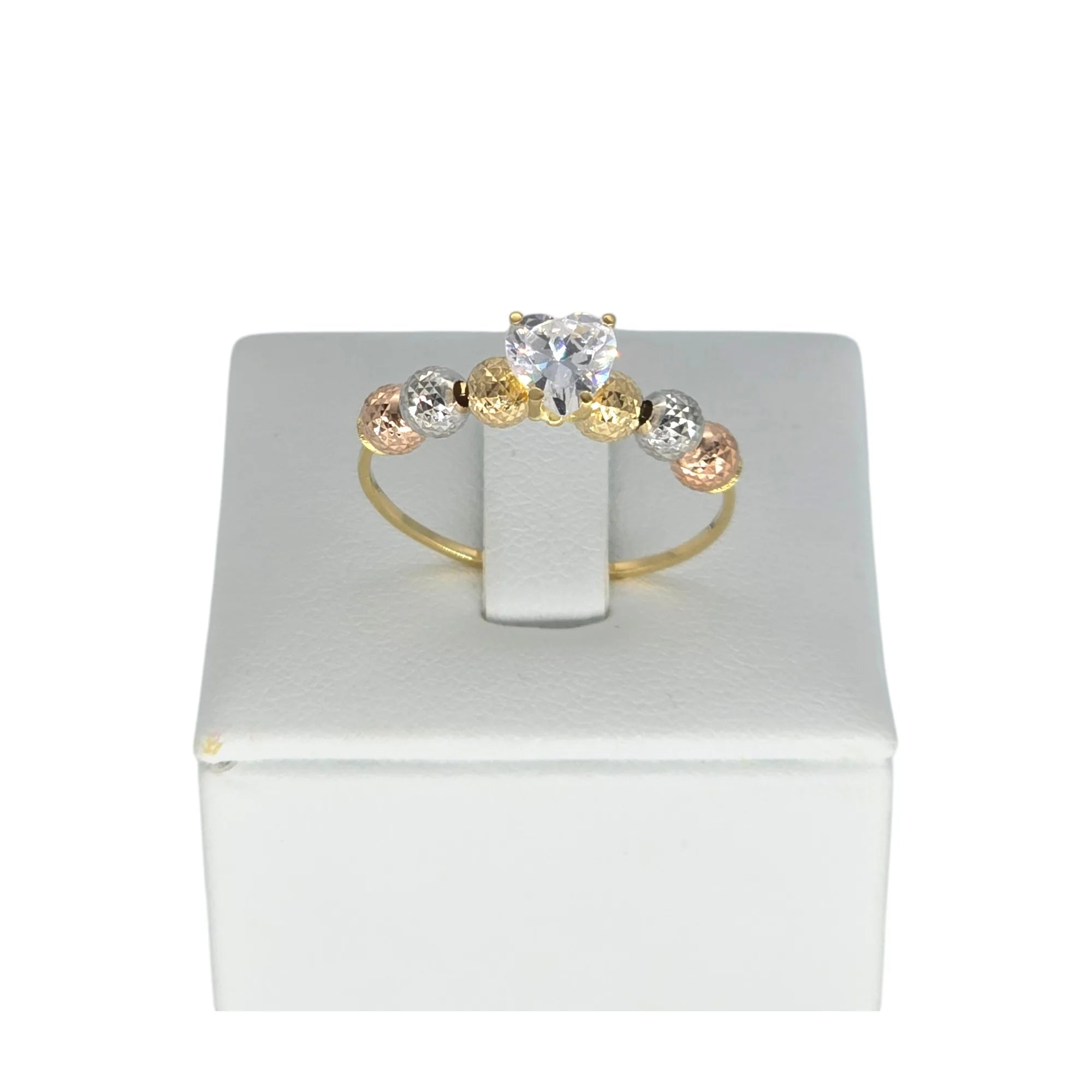 Anello sfere in Oro 18kt Pietra bianca a forma di cuore