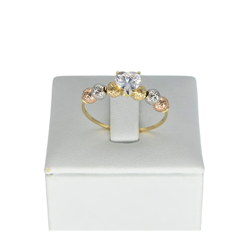 Anello sfere in Oro 18kt Pietra bianca a forma di cuore