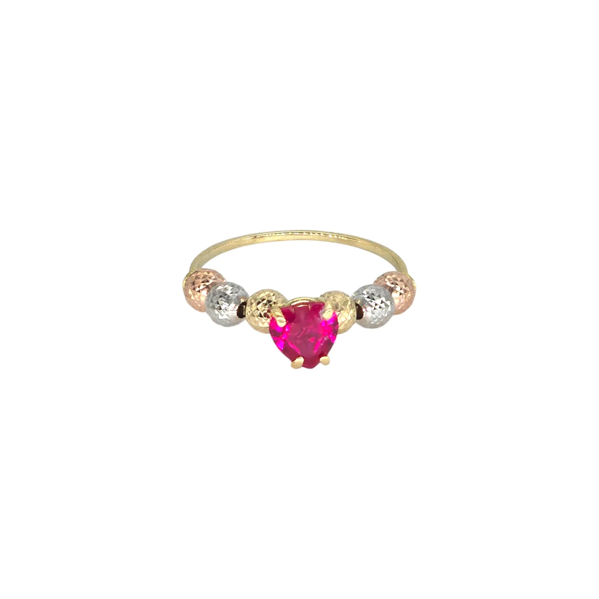 Anello sfere in Oro 18kt Pietra rossa a forma di cuore