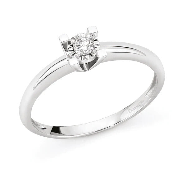 Anello solitario Donnaoro in oro bianco e diamanti las10092.004