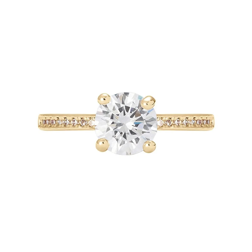 Anello solitario donna Stroili in argento dorato con zircone