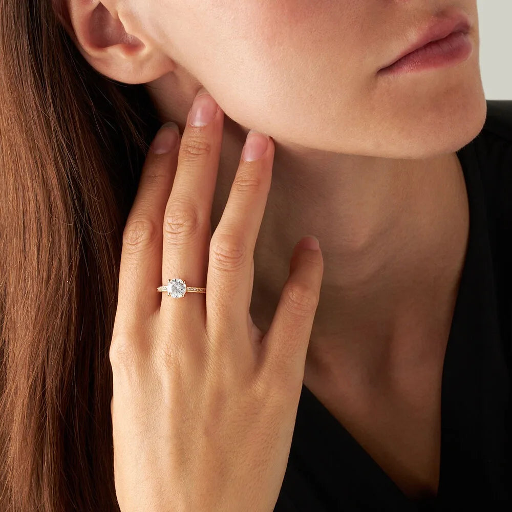 Anello solitario donna Stroili in argento dorato con zircone