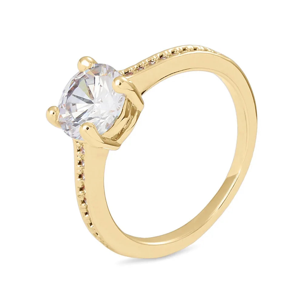 Anello solitario donna Stroili in argento dorato con zircone