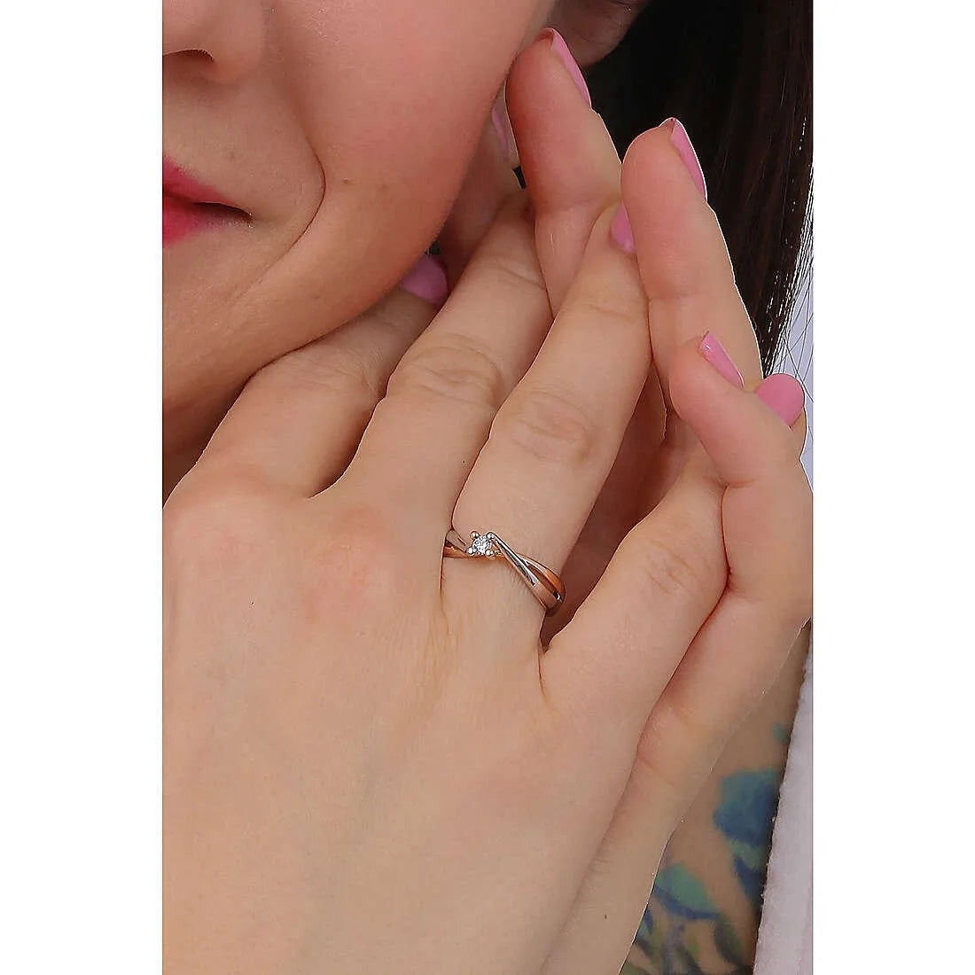 Anello solitario donna in oro 18kt bicolore ANB 1823