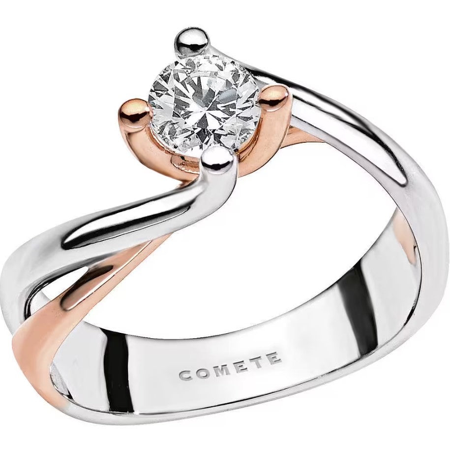 Anello solitario donna in oro 18kt bicolore anb 1824