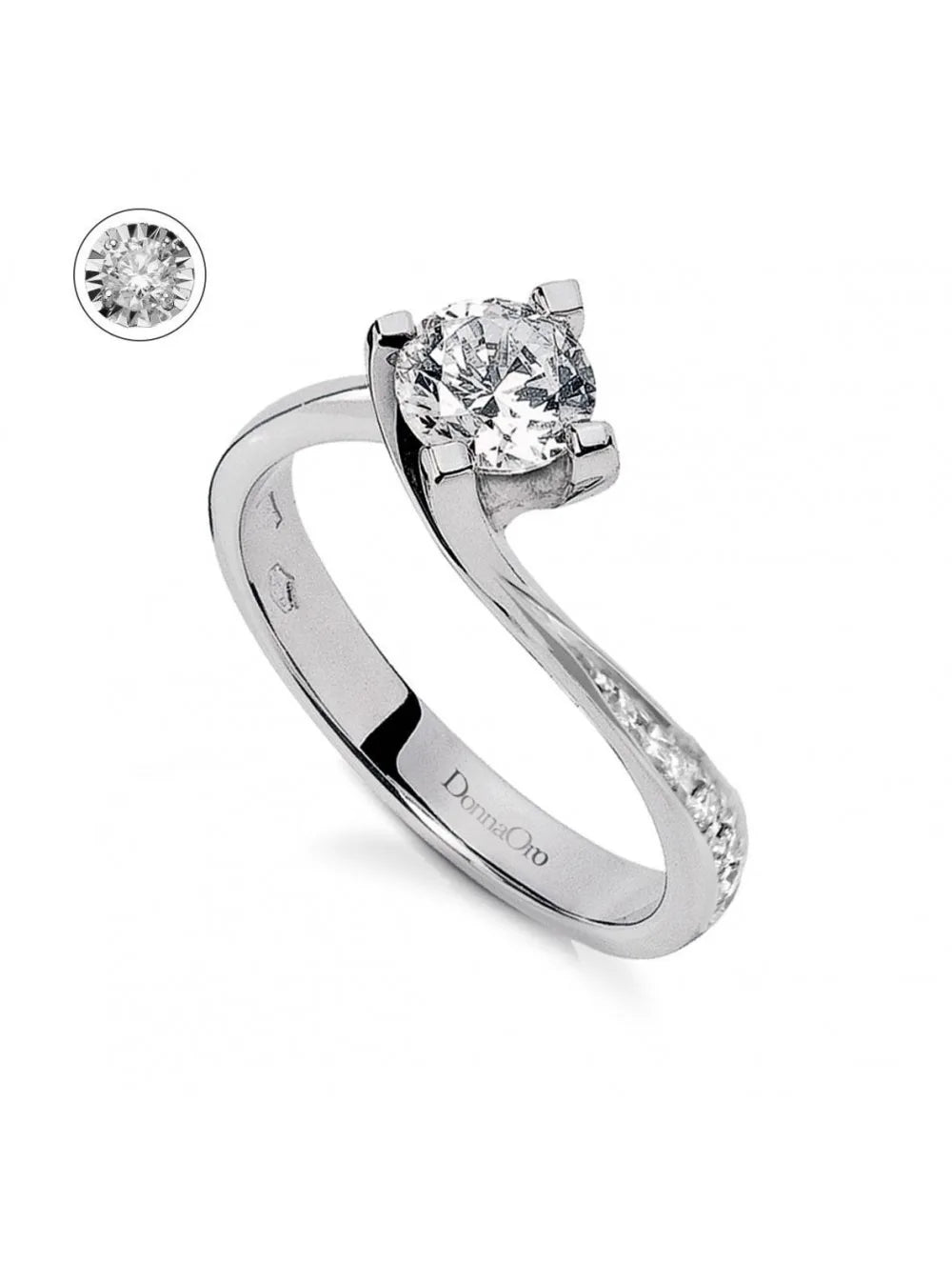 Anello solitario donna in oro e diamanti Donnaoro dkac8985.s029